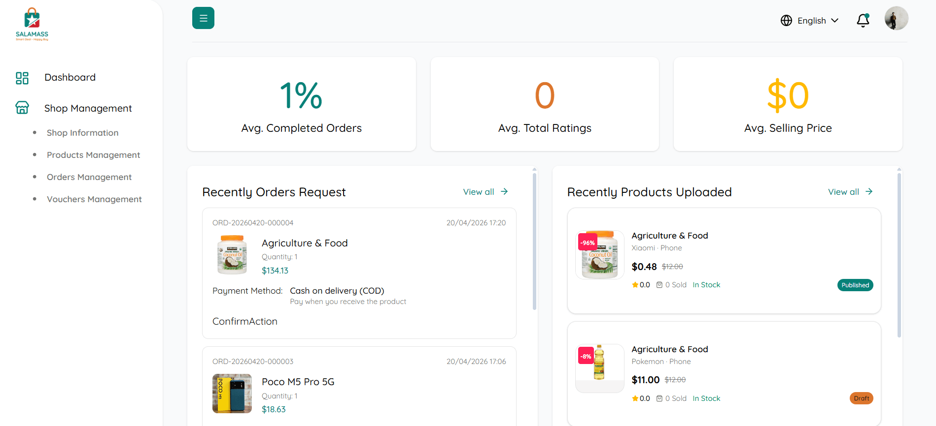Dashboard អ្នកលក់